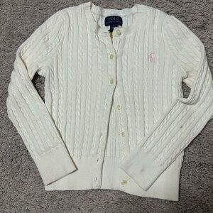 Polo by Ralph Lauren Girl's White Cable Knit Sweater